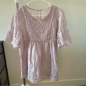 💐PURPLE EYELET PEPLUM TUNIC BLOUSE💐